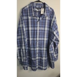 Synrgy DXL Blue Plaid Button Up Golf Wear Big And Tall 3x